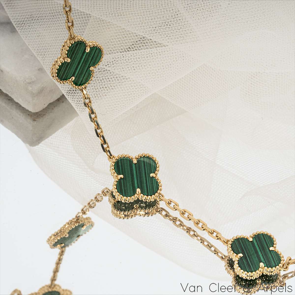 Van Cleef & Arpels Malachite Vintage Alhambra 5 Motif Bracelet VCARL80900 Van Cleef & Arpels Malachite Vintage Alhambra 5 Motif Bracelet VCARL80900
